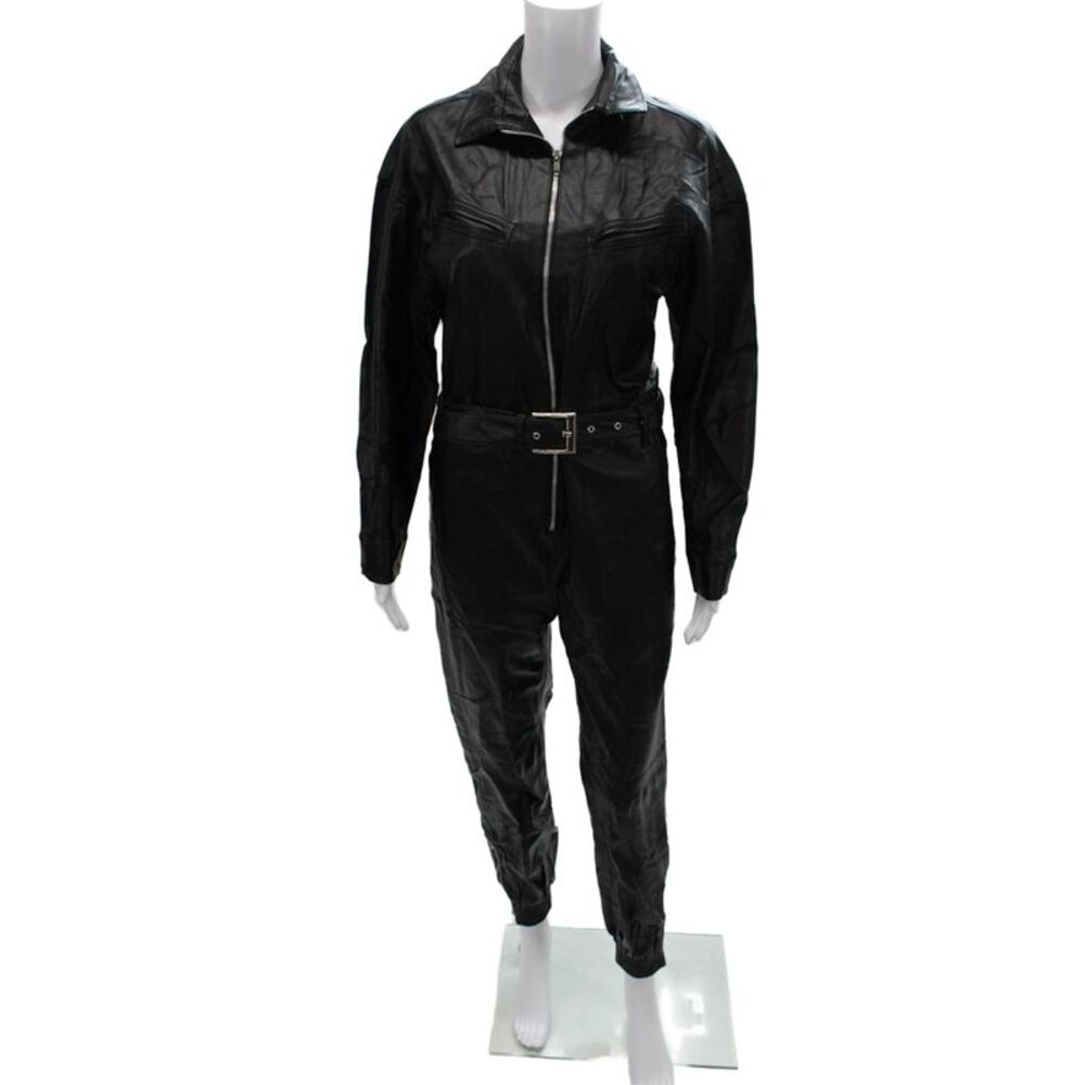 Nonchalant Label Women Jumpsuit Black Collared Long Sleeve Size XS